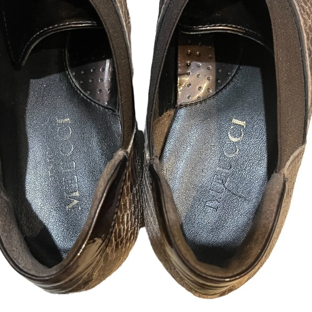 Sesto Meucci Brown Leather Snakeskin Jaxine Comfort Fashion Sneakers Sz 7.5